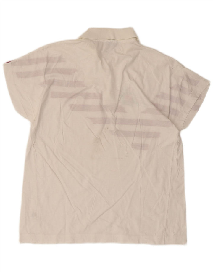 Sergio Tacchini Damen Poloshirt IT 44 Mittelweiß gestreifte Baumwolle