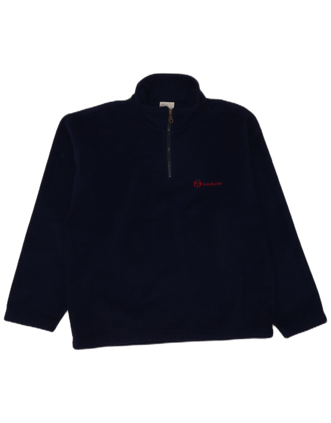 Sergio Tacchini Herren-Fleecepullover mit Reißverschluss am Hals, großes marineblaues Polyester