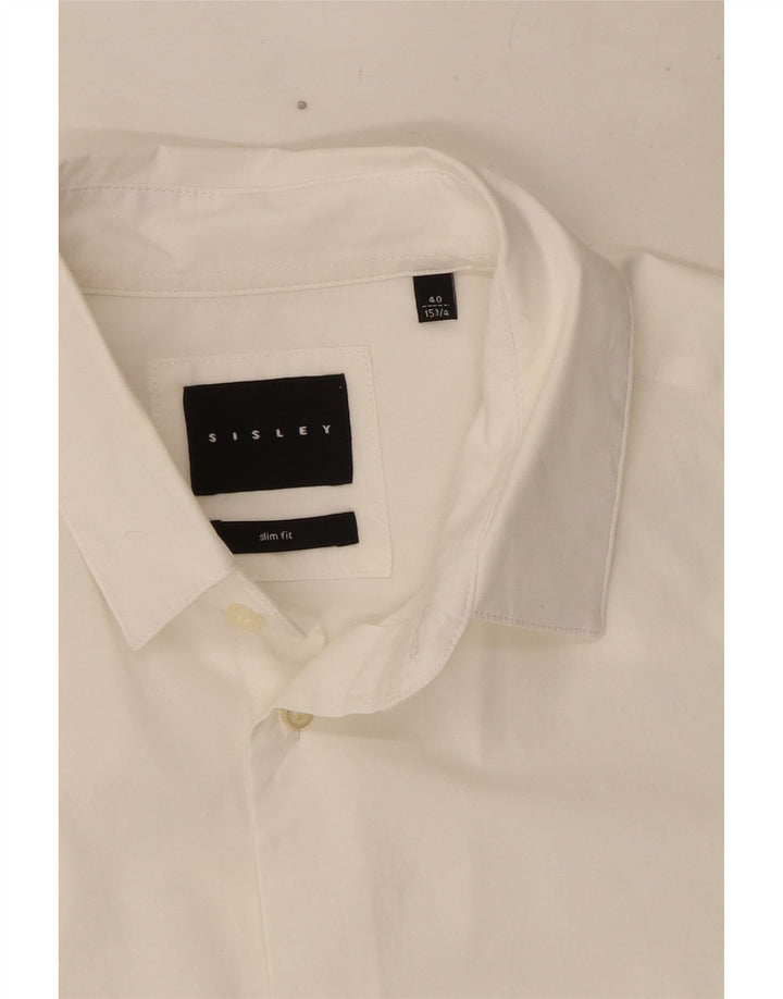Sisley Herren Slim Fit Hemd Größe 40 15 3/4 Mittelweiß