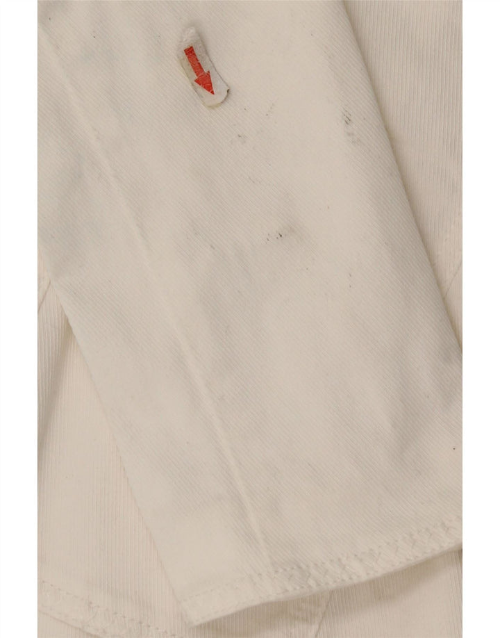 Armani Jeans Damen 3-Knopf-Blazerjacke UK 10 Small Weiße Baumwolle