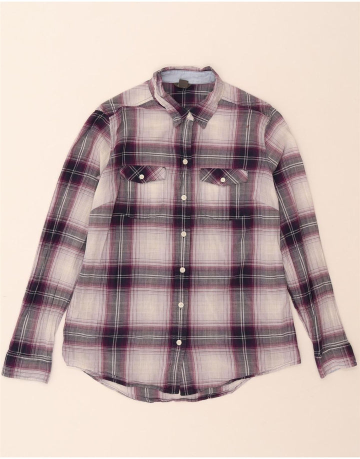 EDDIE BAUER Womens Shirt UK 14 Medium Purple Plaid Cotton Vintage Eddie Bauer and Second-Hand Eddie Bauer from Messina Hembry 