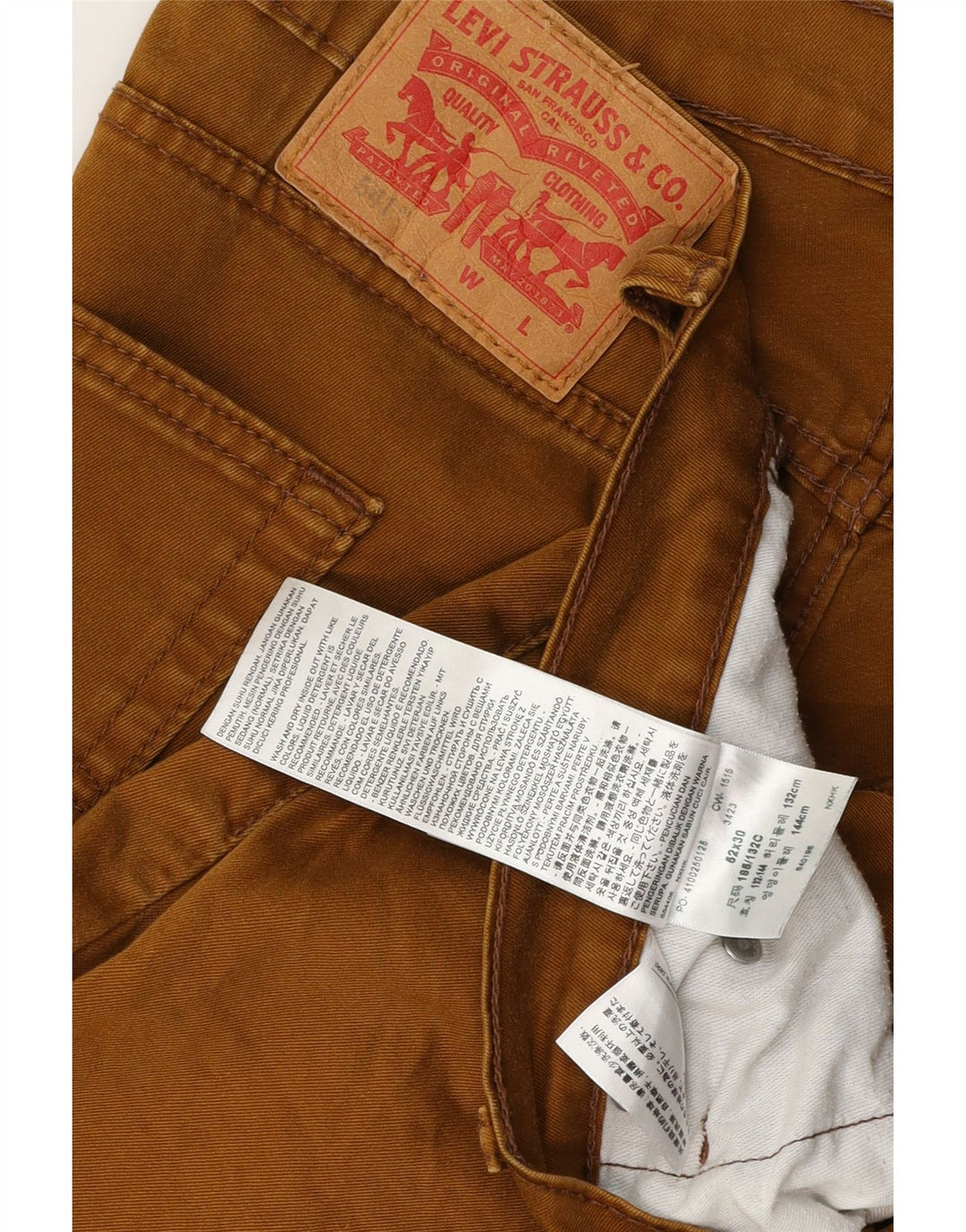 Levi's Herren 541 Straight Casual Hose W52 L30 Braune Baumwolle