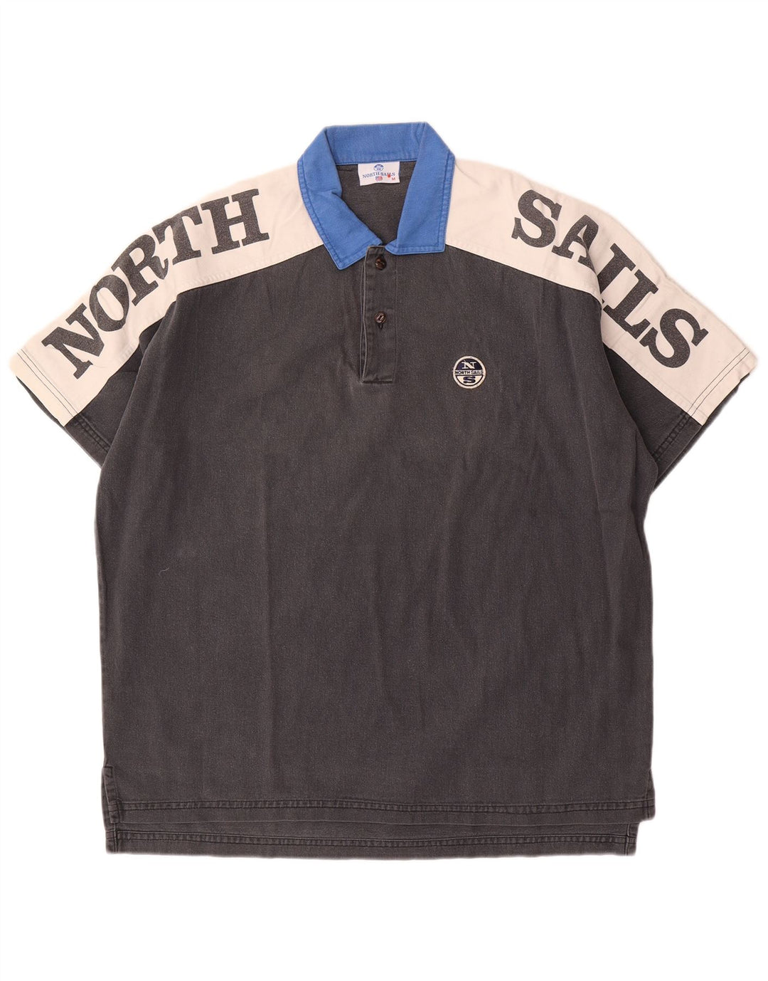 North Sails Herren-Poloshirt mit Grafik, mittelgraue Colourblock-Baumwolle