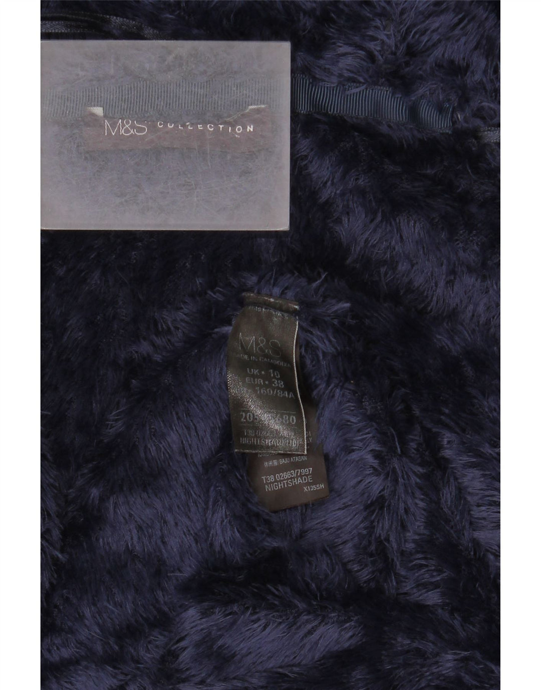 Marks & Spencer Damen Übergroße Kunstpelzjacke UK 10 Small Marineblau