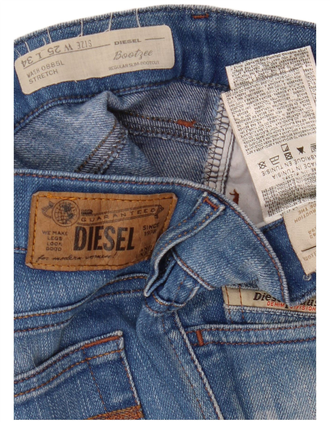 Diesel Damen Bootzee Slim Bootcut Jeans W25 L30 Blaue Baumwolle