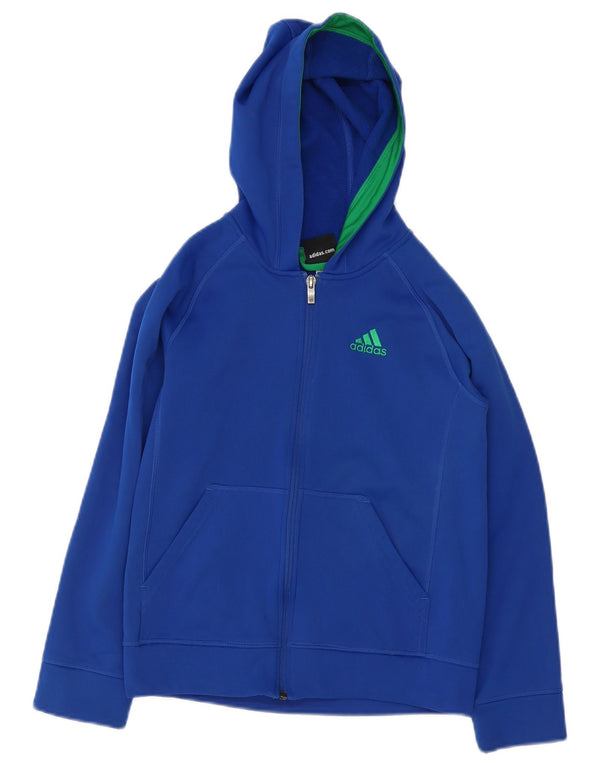 ADIDAS Jungen-Kapuzenpullover mit Reißverschluss, 10–11 Jahre, blaues Polyester