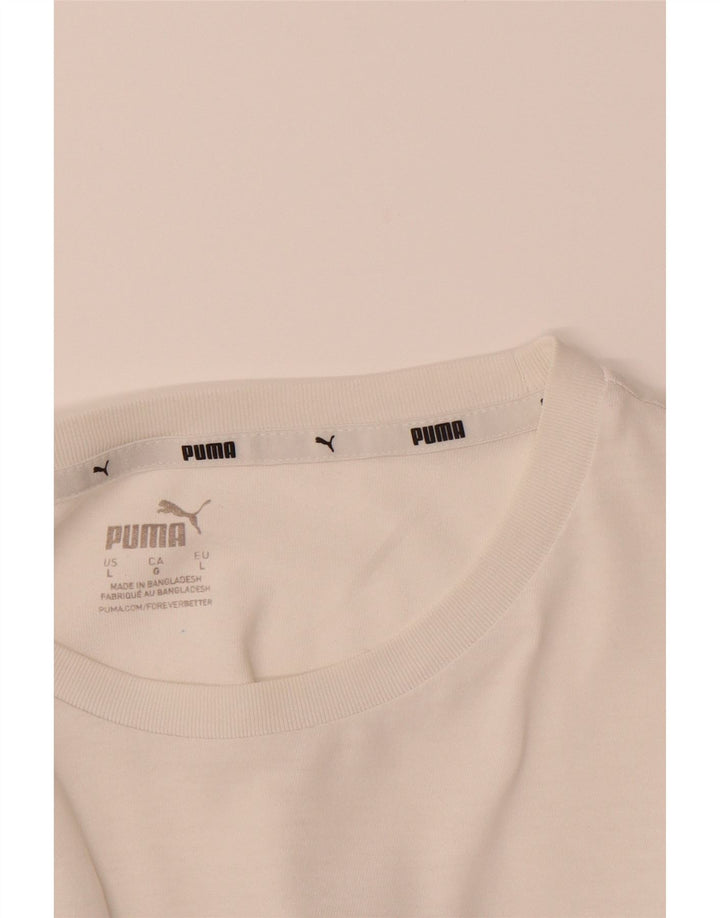 PUMA Mens Graphic T-Shirt Top Large White Cotton Vintage Puma and Second-Hand Puma from Messina Hembry 