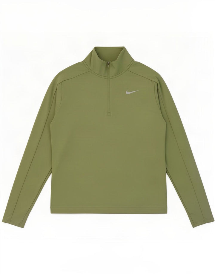 Nike Damen-Laufoberteil mit Reißverschluss und langen Ärmeln, UK 18, XL, grünes Polyester