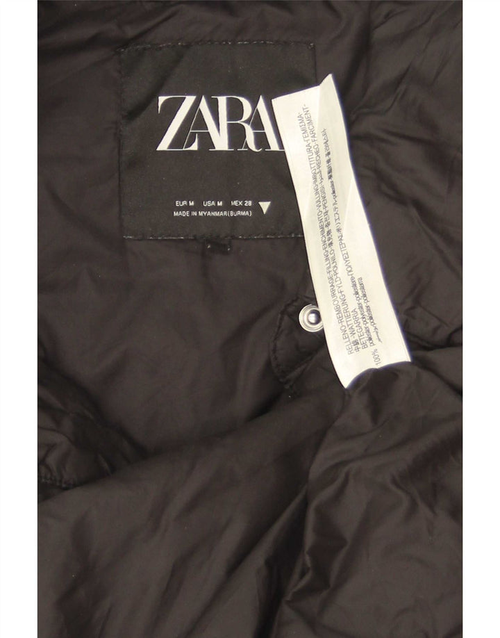 Zara Damen-Windbreaker-Mantel UK 14 Mittelschwarzes Polyester