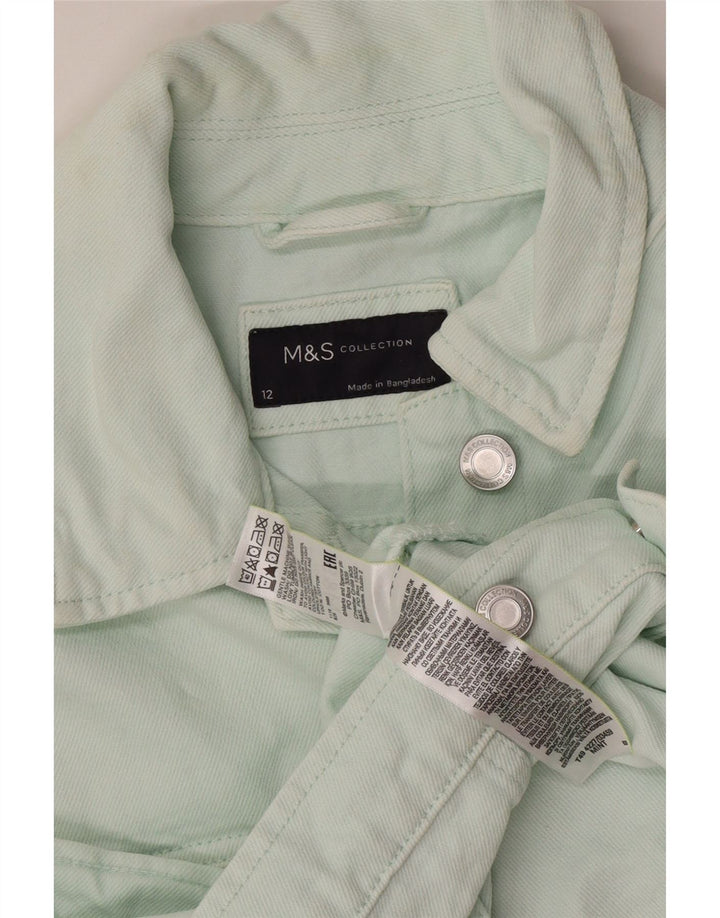 Marks & Spencer Damen Crop Denim Jacke UK 12 Mittelgrüne Baumwolle