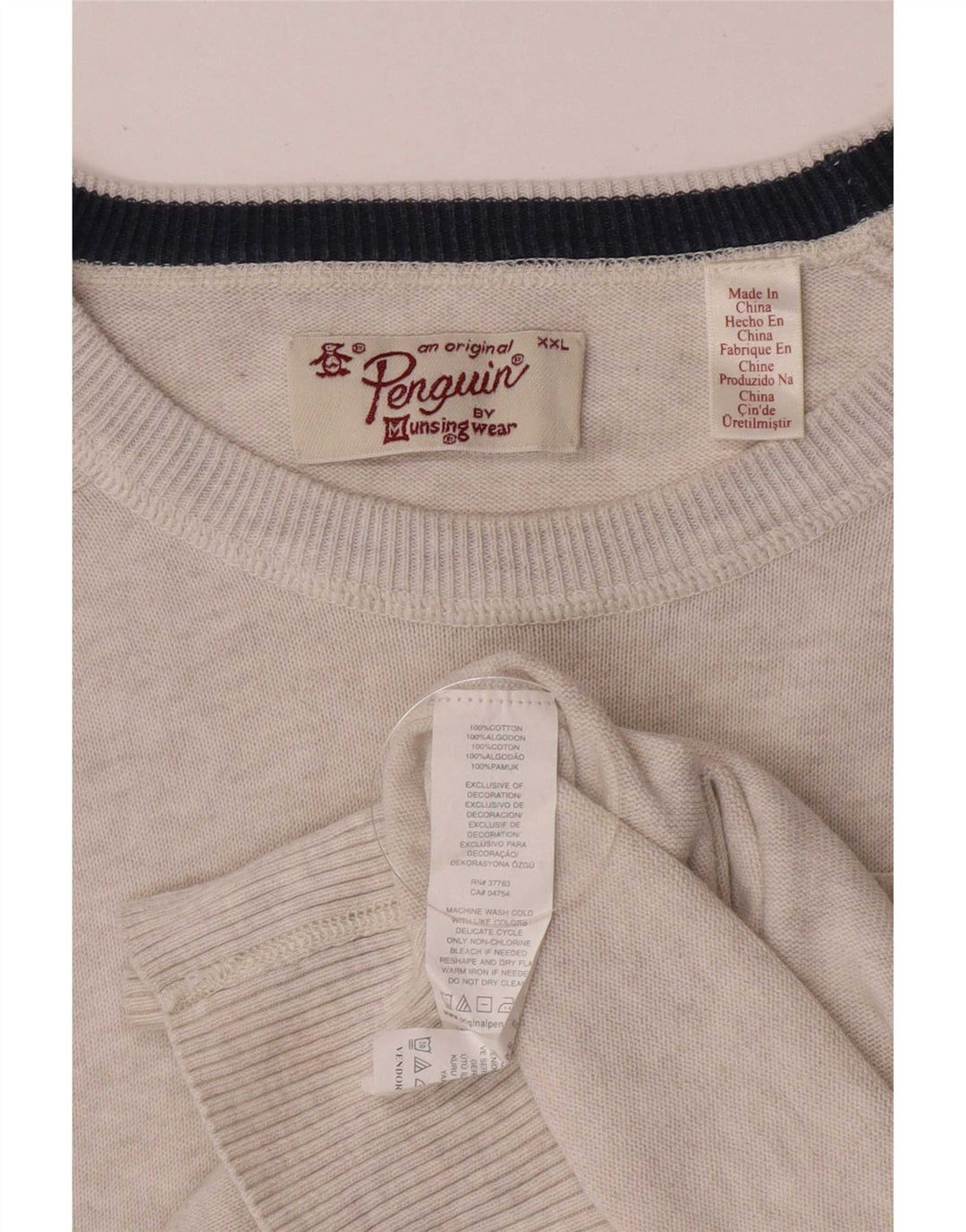 Penguin Herren-Pullover mit U-Boot-Ausschnitt, 2XL, graue Baumwolle