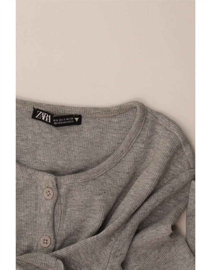 Zara Damen Crop Top UK 8 Small Grau