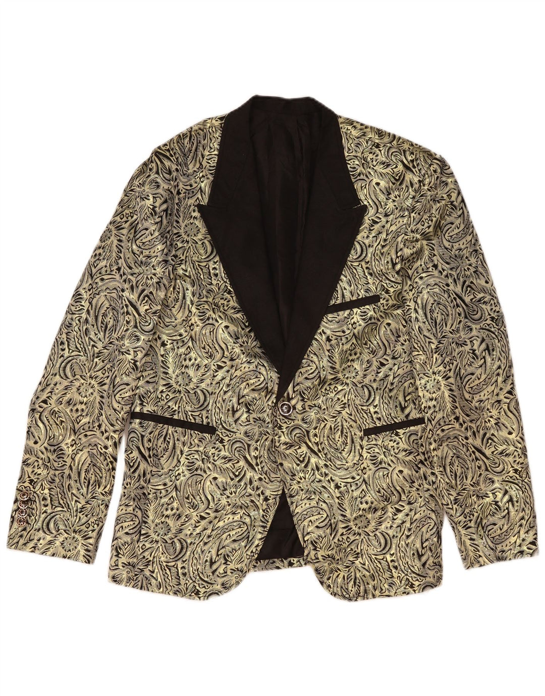 Vintage Herren 1 Knopf Blazer Jacke UK 38 Medium Gold Paisley