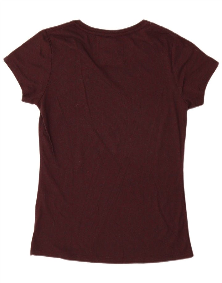 Superdry Damen Grafik-T-Shirt-Oberteil UK 12 Medium Maroon Polyester