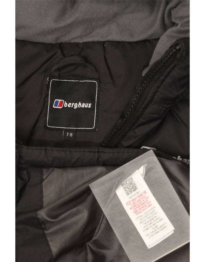 BERGHAUS Jungen wattierte Jacke mit Kapuze, 7–8 Jahre, schwarzes Polyamid