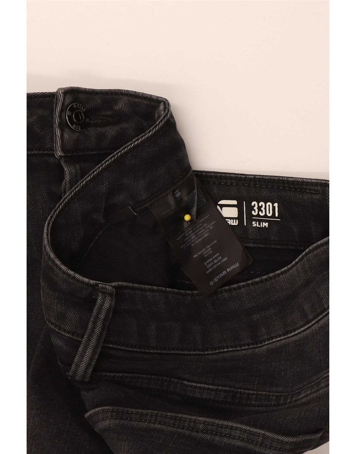 G-Star Herren 3301 Slim Jeans W32 L34 Schwarze Baumwolle