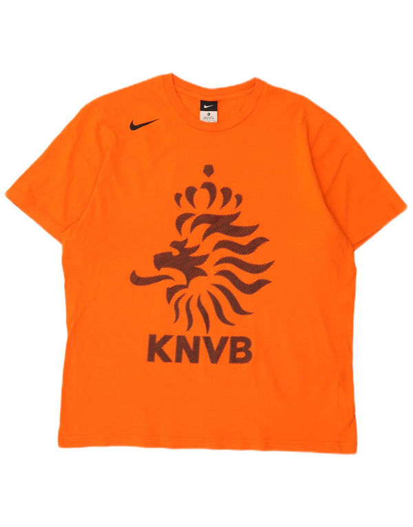 Nike Herren KNVB Graphic T-Shirt Top UK 46/48 XL Orange Baumwolle