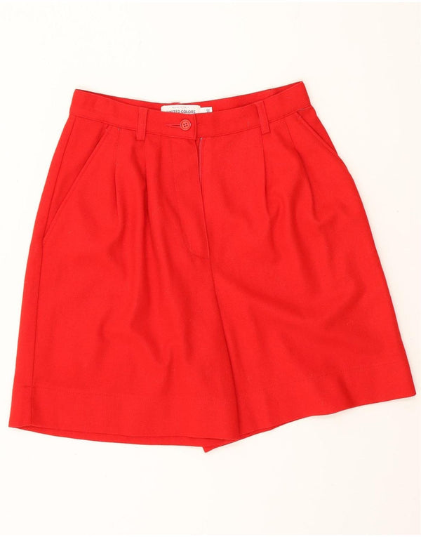 BENETTON Womens High Waist Pegged Casual Shorts IT 40 Small W24 Rote Wolle