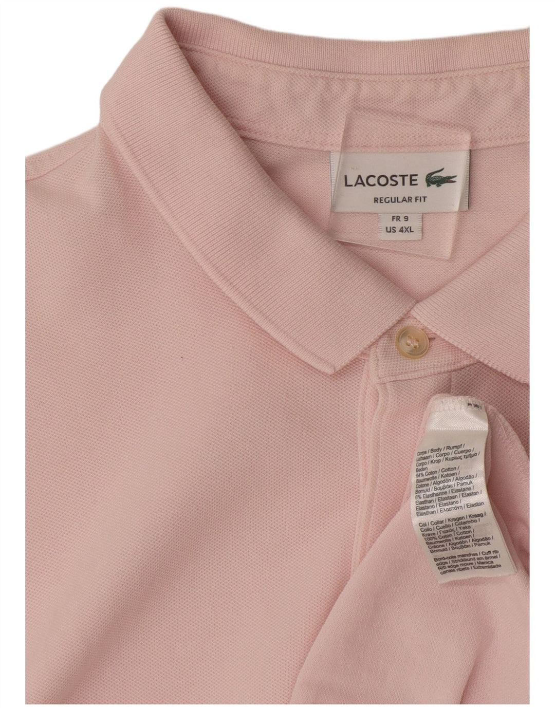 LACOSTE Herren-Poloshirt mit normaler Passform, Größe 9 4XL, rosa Baumwolle