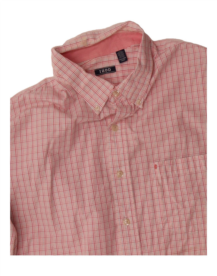 IZOD Mens Shirt 2XL Pink Check Cotton Vintage Izod and Second-Hand Izod from Messina Hembry 
