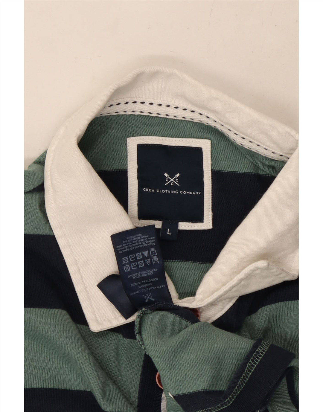 CREW CLOTHING Herren-Langarm-Rugby-Poloshirt, groß, Marineblau gestreift