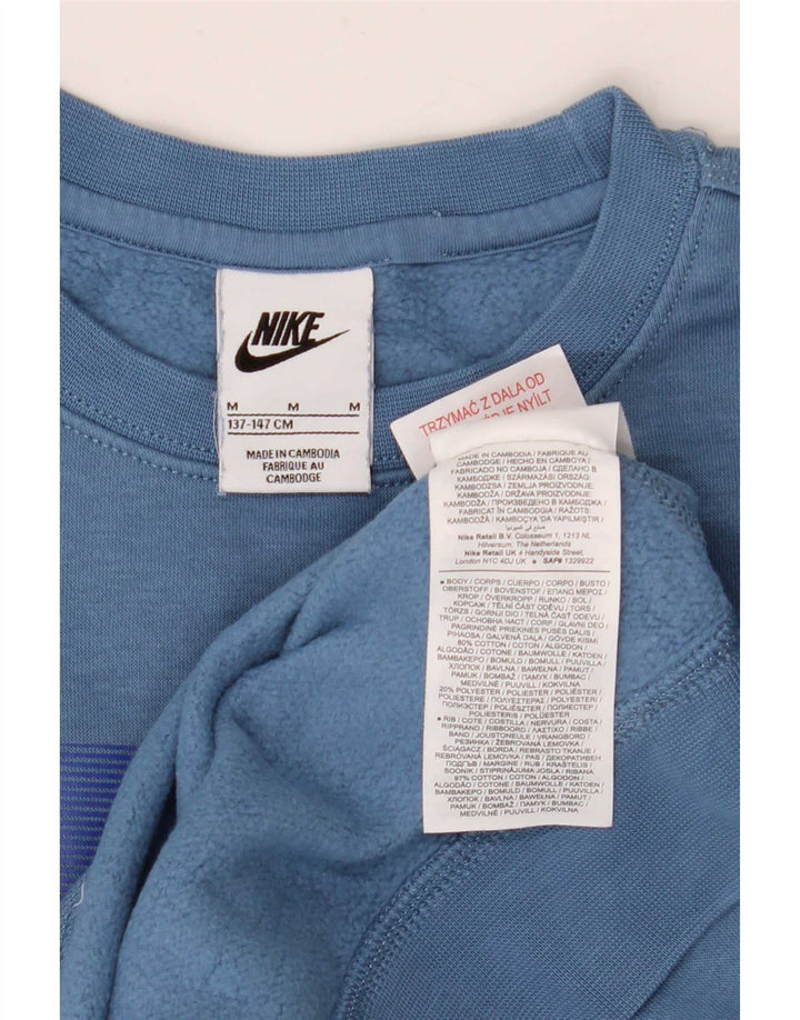 Nike Jungen-Sweatshirt mit Grafik, 10–11 Jahre, mittelblaue Baumwolle