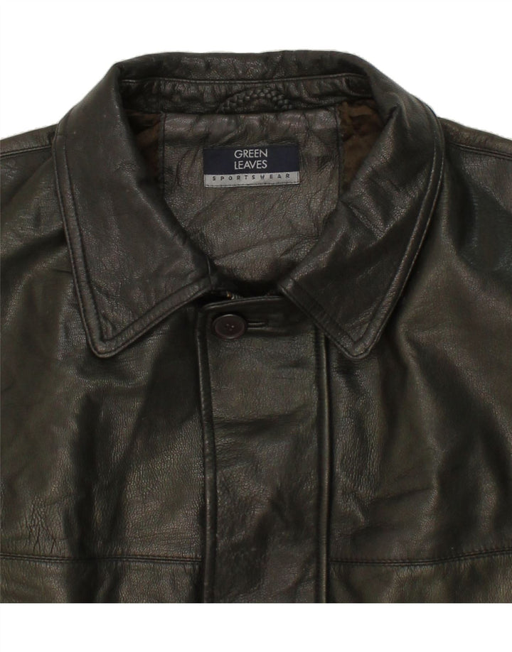 GRÜNE BLÄTTER Herren-Lederjacke UK 44 2XL Grünes Leder