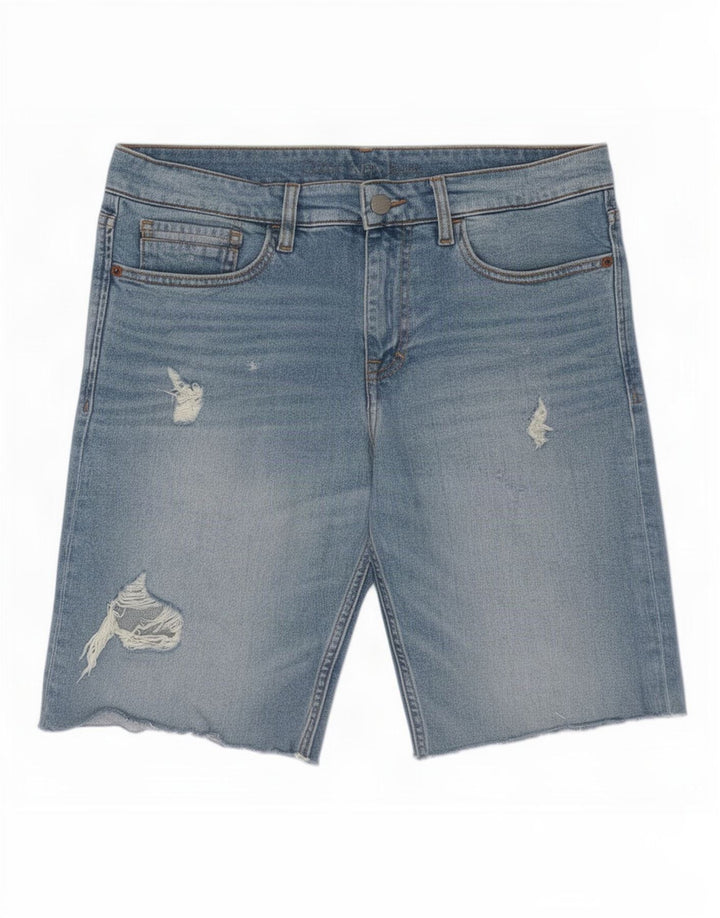 Calvin Klein Herren Distressed Slim Denim Shorts Medium W31 Blau
