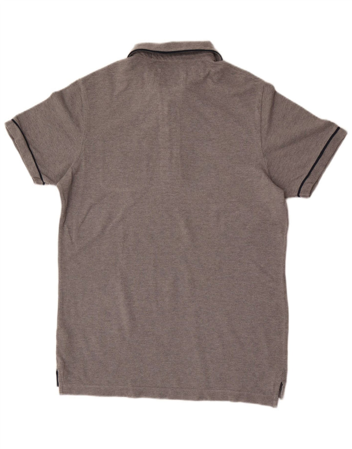 Superdry Herren-Poloshirt XL aus grau gefleckter Baumwolle