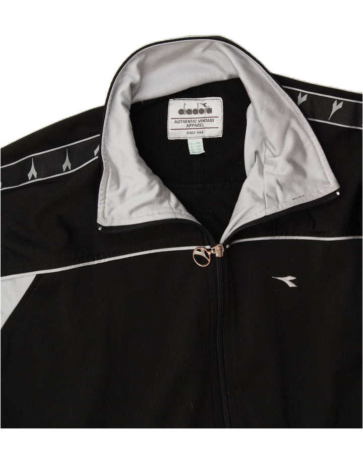 DIADORA Herren-Trainingsanzugoberteil mit Grafik, UK 40, Mittelschwarz, Farbblock