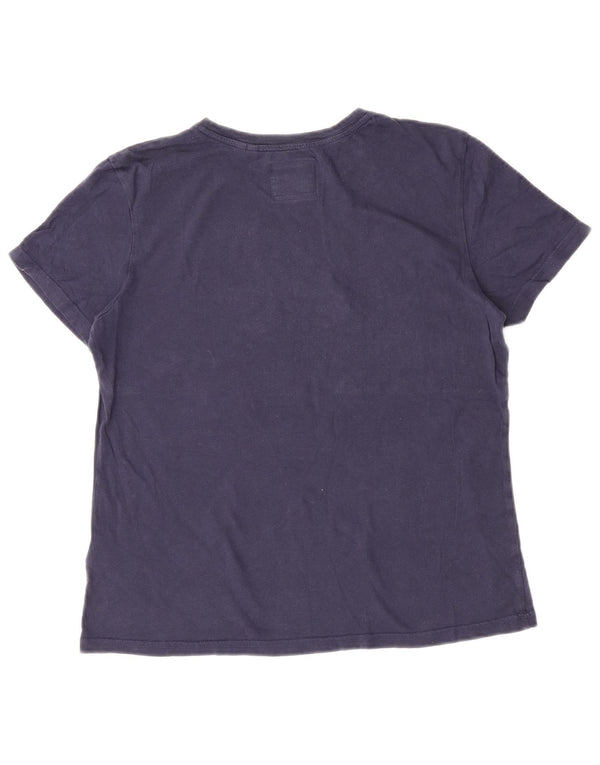 Superdry Damen Grafik-T-Shirt-Oberteil UK 12 Medium Marineblau Baumwolle