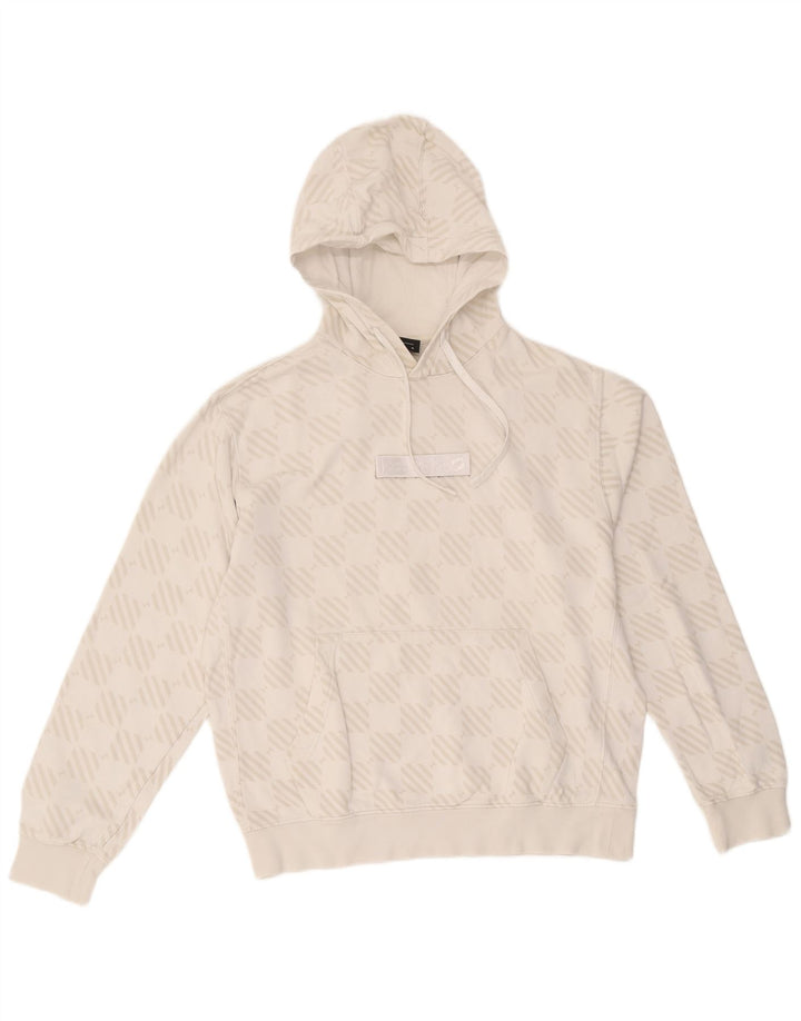 Nike Damen-Pullover mit übergroßem Kapuzenpullover, UK 14, mittelweiße, geometrische Baumwolle