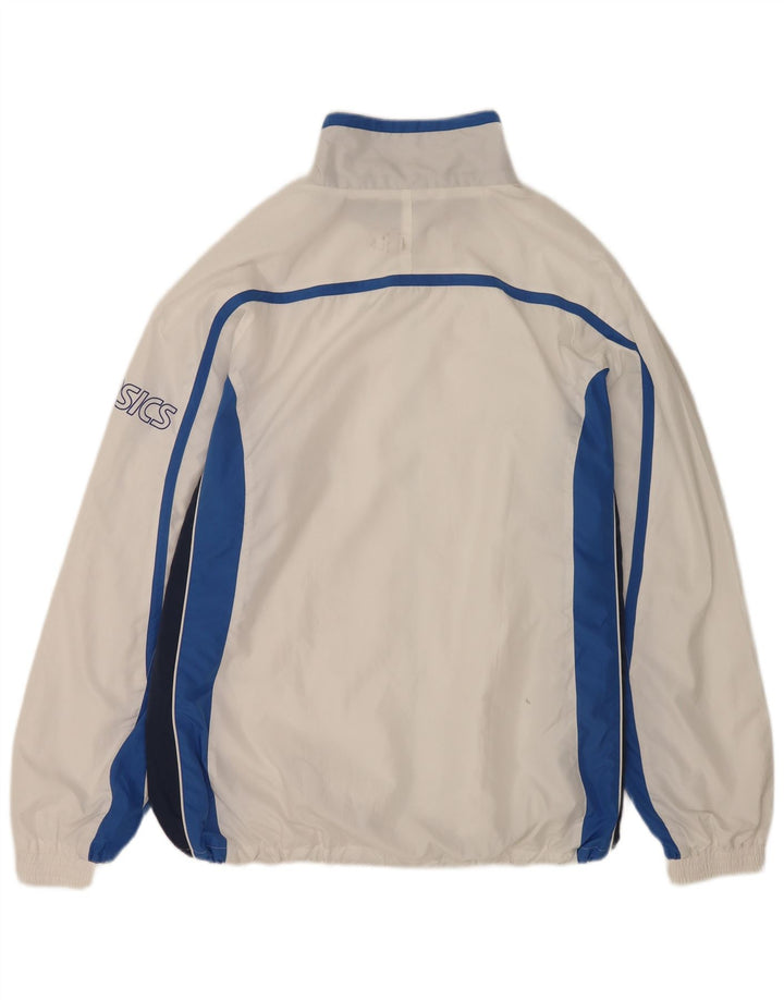Asics Herren-Trainingsanzug-Oberteil, Jacke, 2XL, weißes Colourblock-Polyester