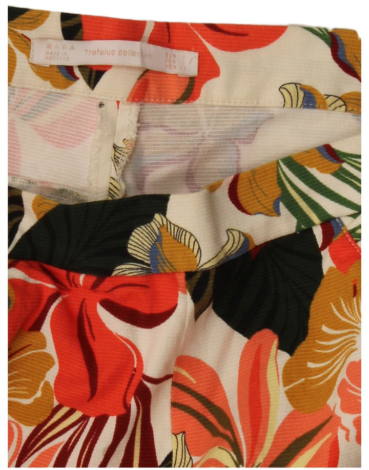 ZARA Damen-Chinoshorts mit hoher Taille, Größe S, W26, mehrfarbig, Blumenmuster