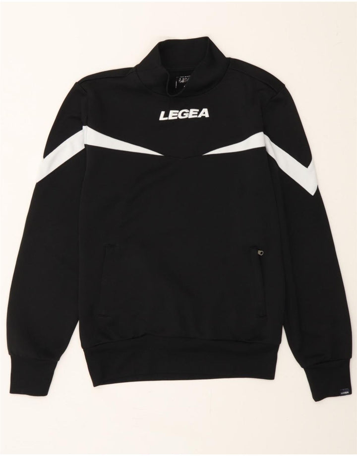 LEGEA Mens Graphic Sweatshirt Jumper Small Black Colourblock Polyester Vintage Legea and Second-Hand Legea from Messina Hembry 