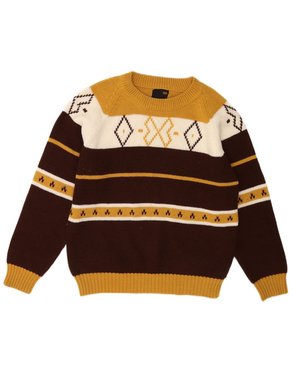 Dino Disardi Damen-Pullover mit U-Boot-Ausschnitt, Gr. 16, groß, braun gestreift
