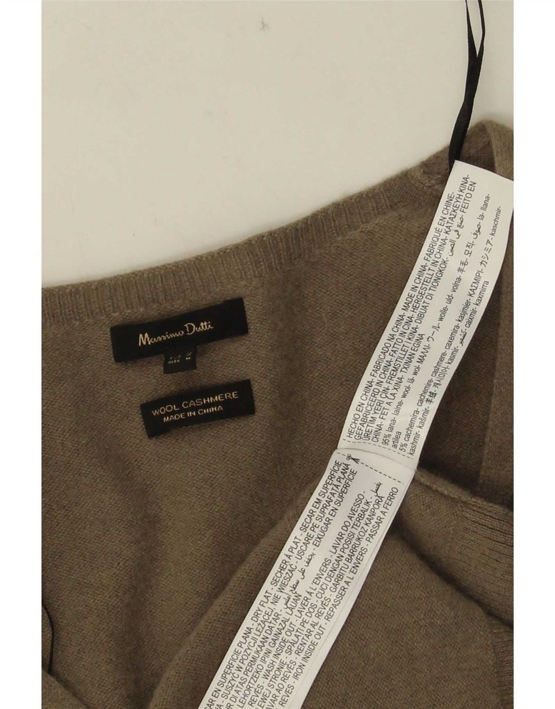Massimo Dutti Damen Langarm-Pulloverkleid UK 14 Medium Khaki Wolle