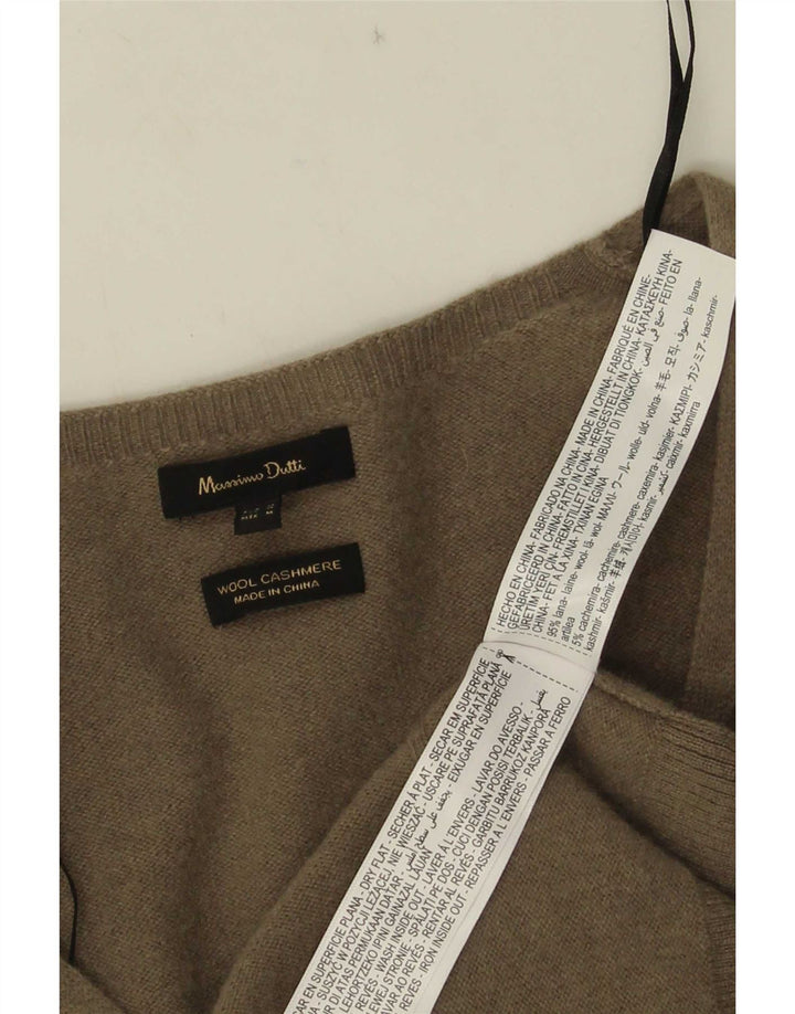 Massimo Dutti Damen Langarm-Pulloverkleid UK 14 Medium Khaki Wolle