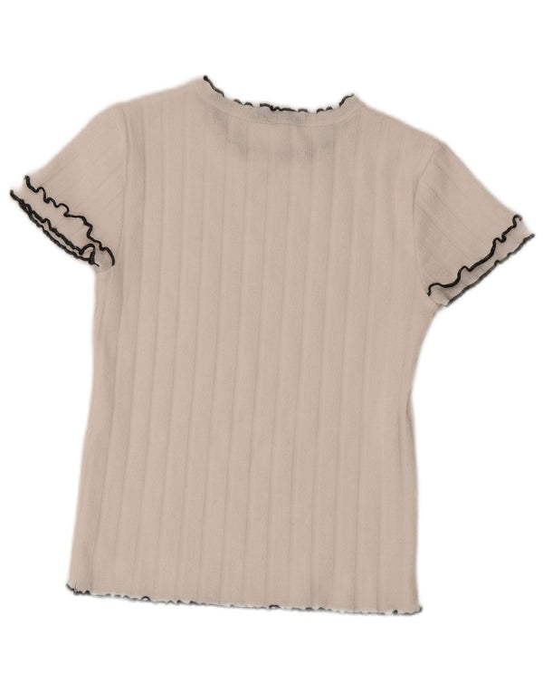 Zara Damen T-Shirt Top UK 12 Medium Weiß