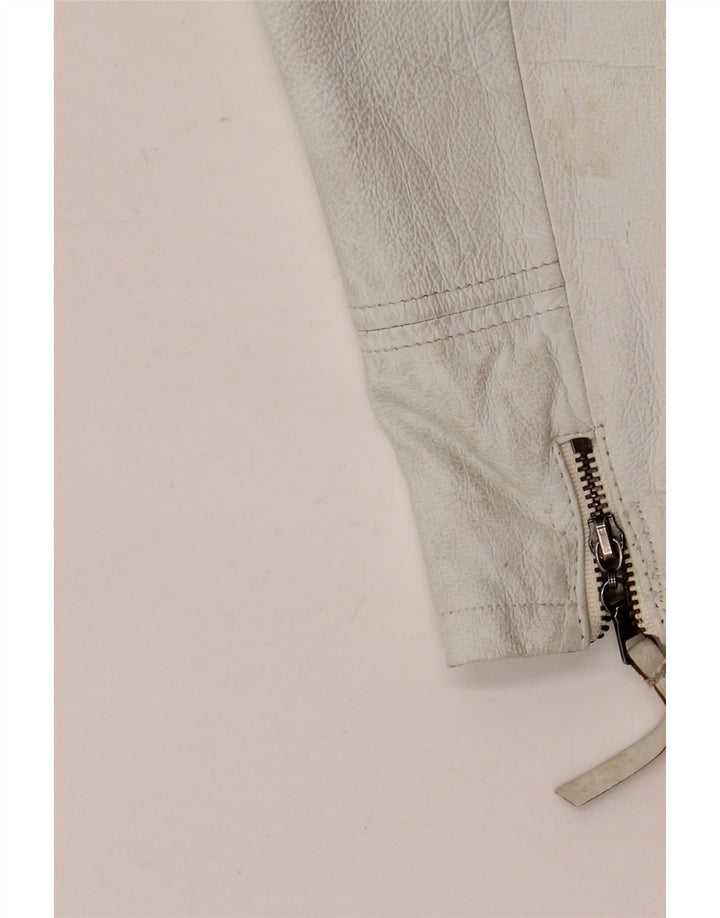 Vintage Damen Lederjacke EU 42 Großes weißes Leder