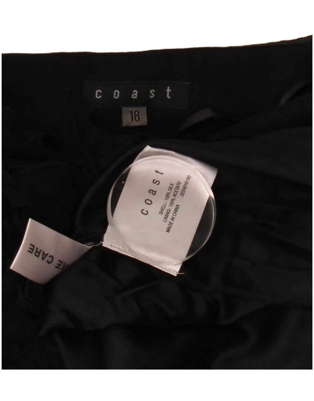 Coast Trägerloses Damenkleid mit Rüschen vorne, UK 18, XL, schwarze Seide