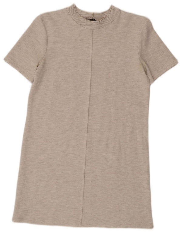 Kurzärmliges Pulloverkleid für Damen von Zara, Gr. 10, Größe S, Beige