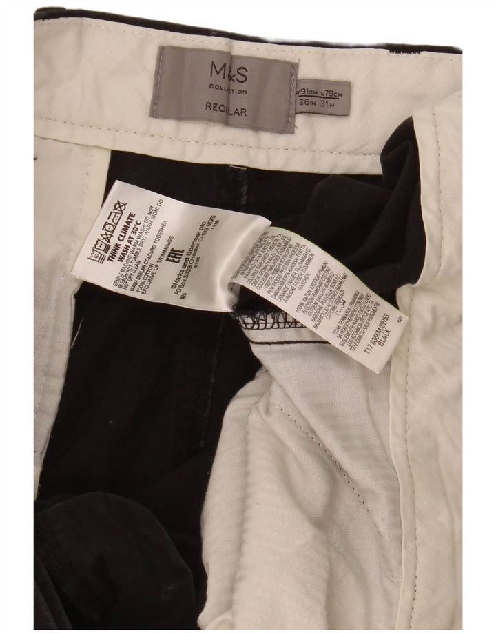 Marks & Spencer Herren-Chinohose, normal, W36, L31, schwarze Baumwolle