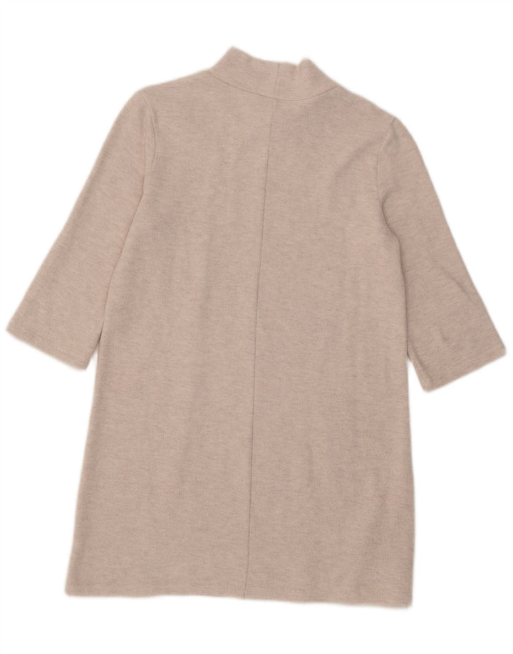 Zara Damen-Pulloverkleid mit 3/4-Ärmeln, UK-Gr. 14, mittelbeigefarbenes Polyester