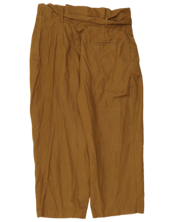 ZARA Damen-Hose mit hoher Taille, plissiert, kurz geschnitten, XL, W32, L25, Khaki
