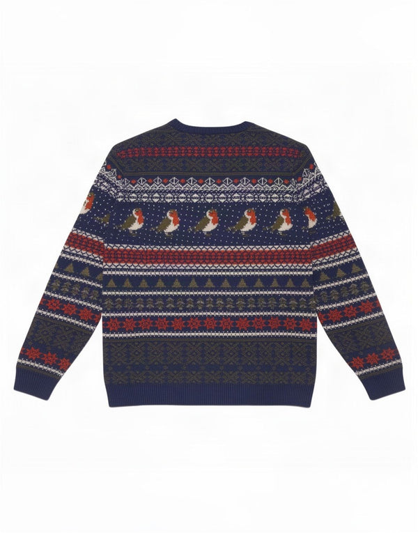 Marks & Spencer Herren-Pullover mit U-Boot-Ausschnitt, XL, Marineblau, Fair Isle