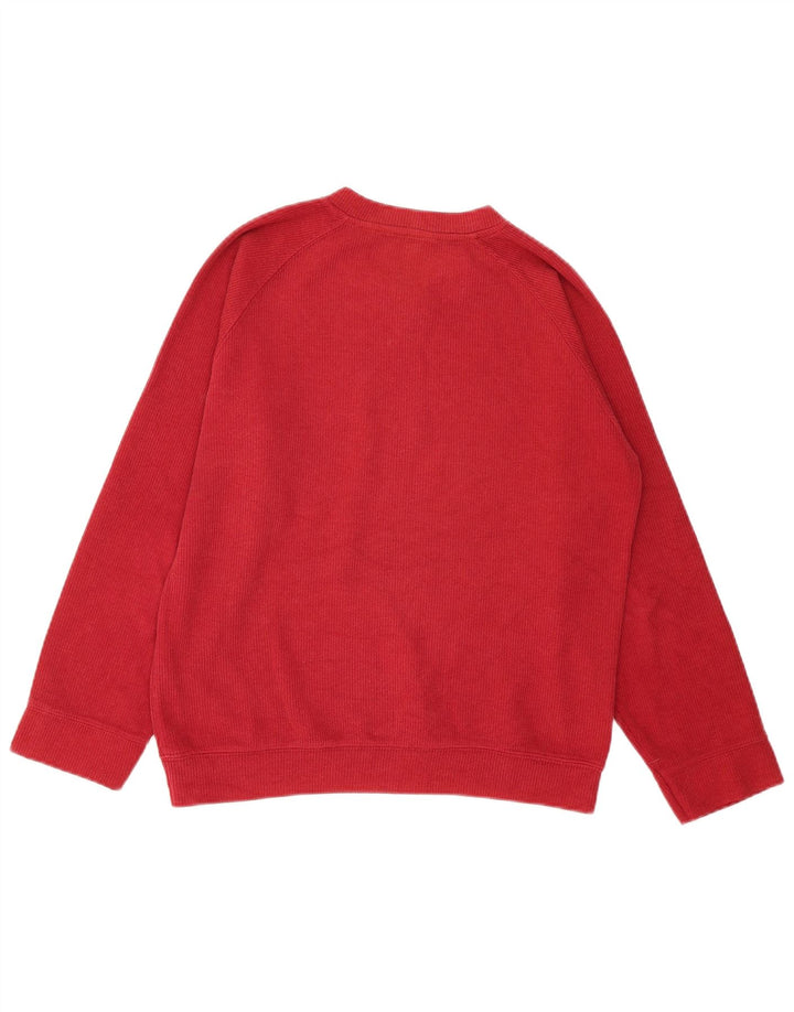 Zara Herren-Pullover mit grafischem V-Ausschnitt, mittelrote Baumwolle