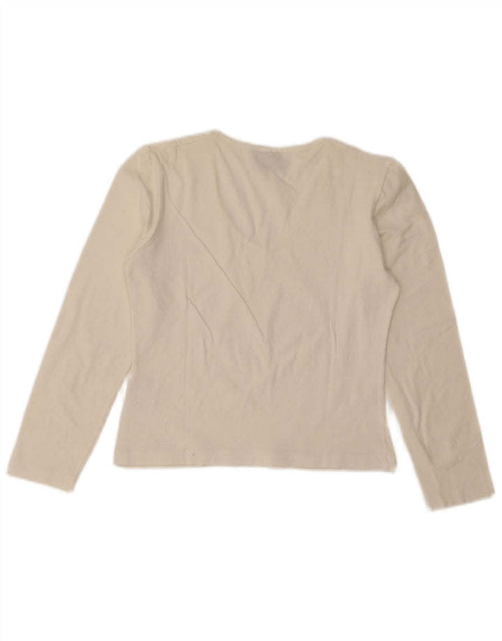 Lee Damen Crop Top Langarm UK 14 Large Weiße Baumwolle