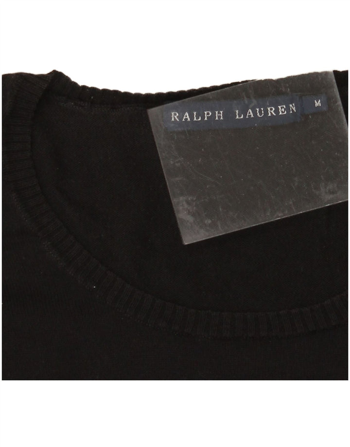 RALPH LAUREN Womens Crew Neck Jumper Sweater UK 12 Medium Black