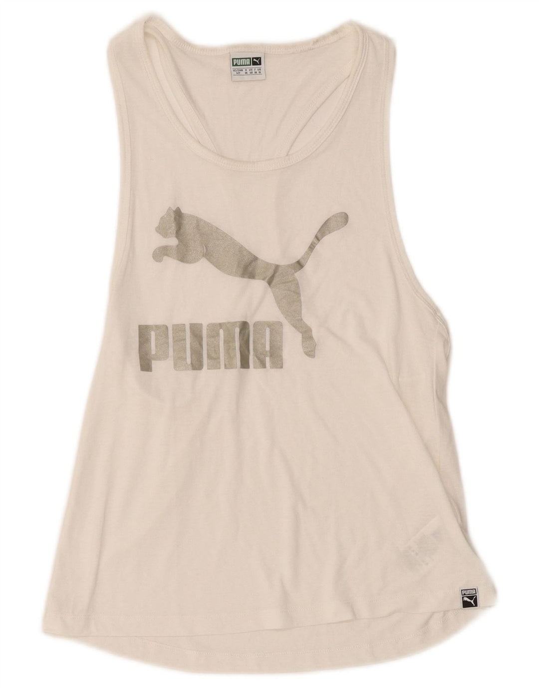 Puma Womens Graphic Vest Top UK 10 Small Weiß Polyester
